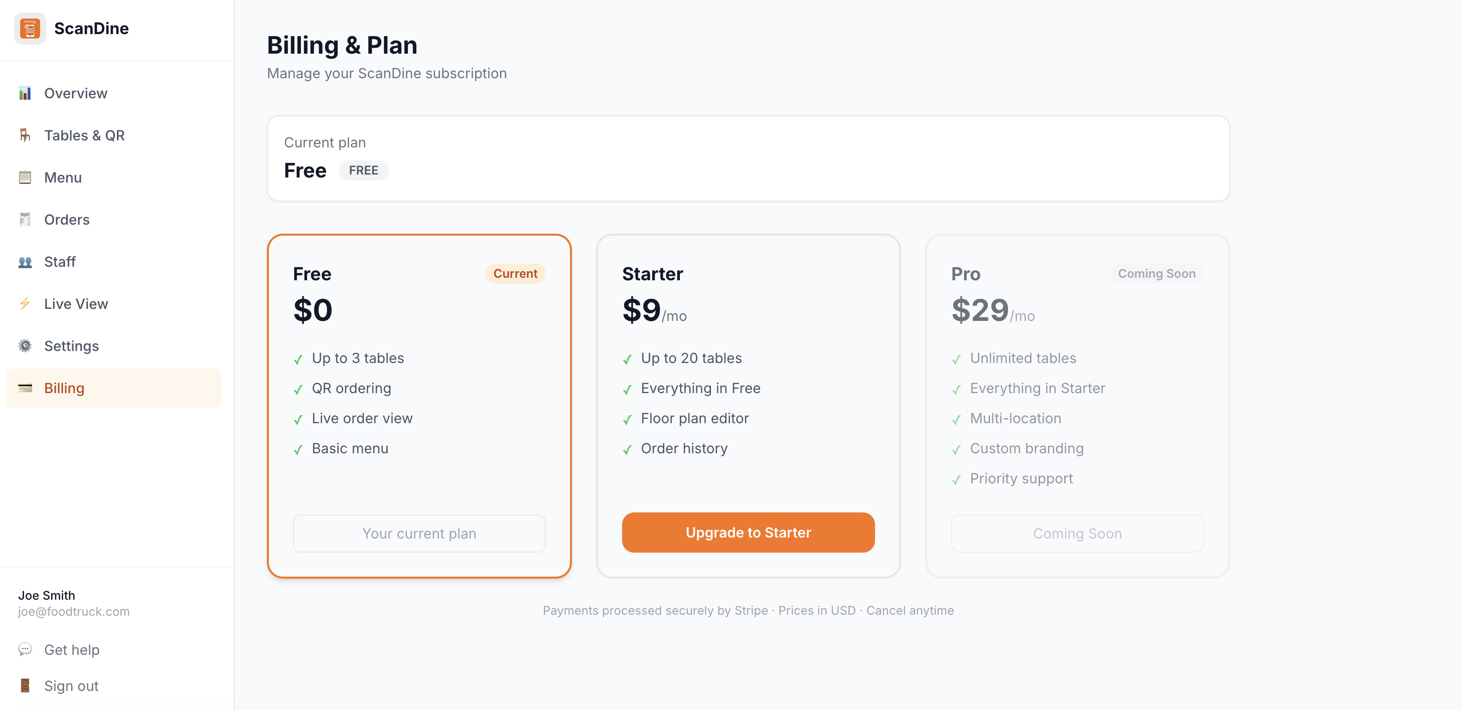 Manage your plan
