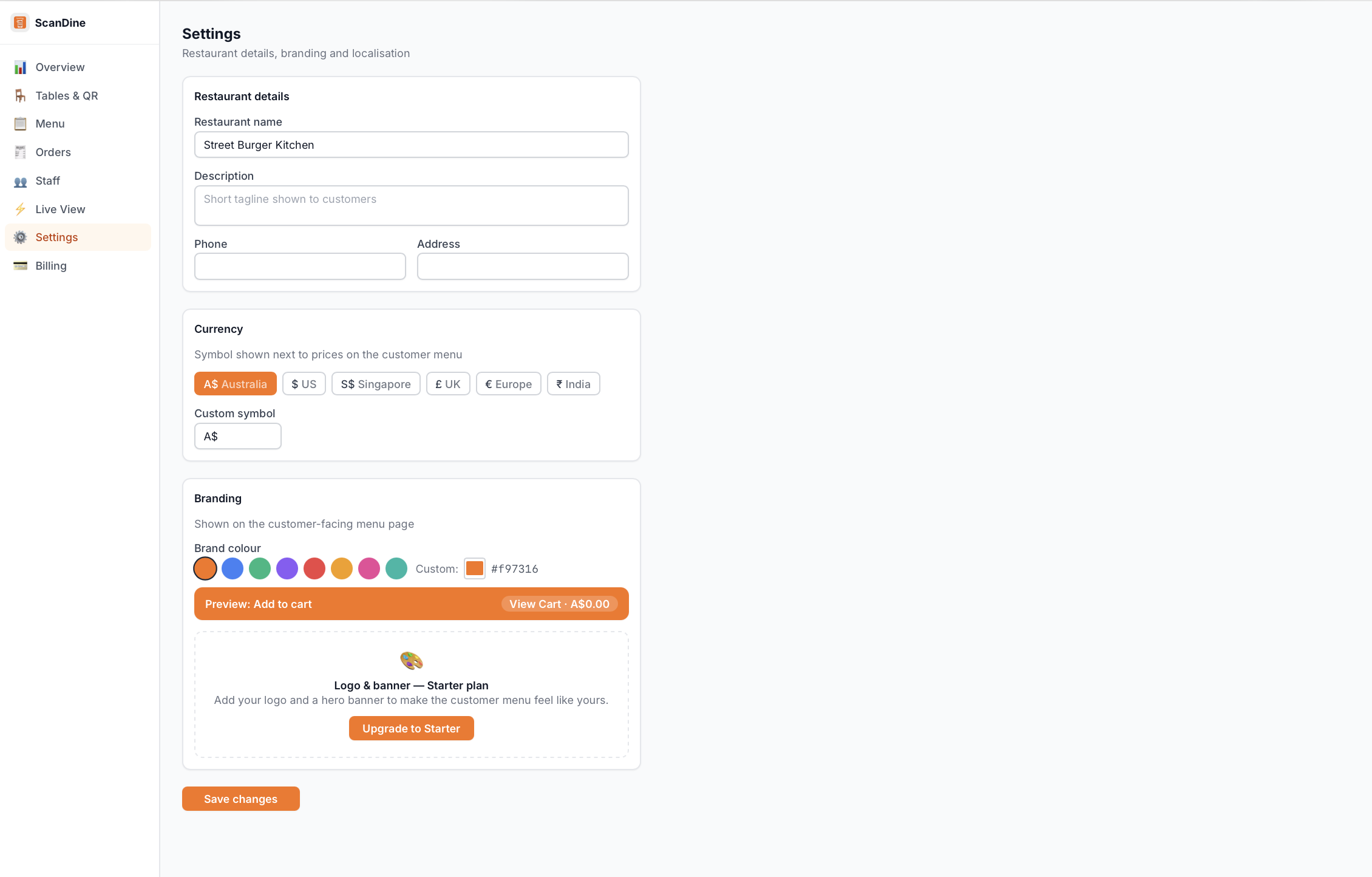 Set up your restaurant profile